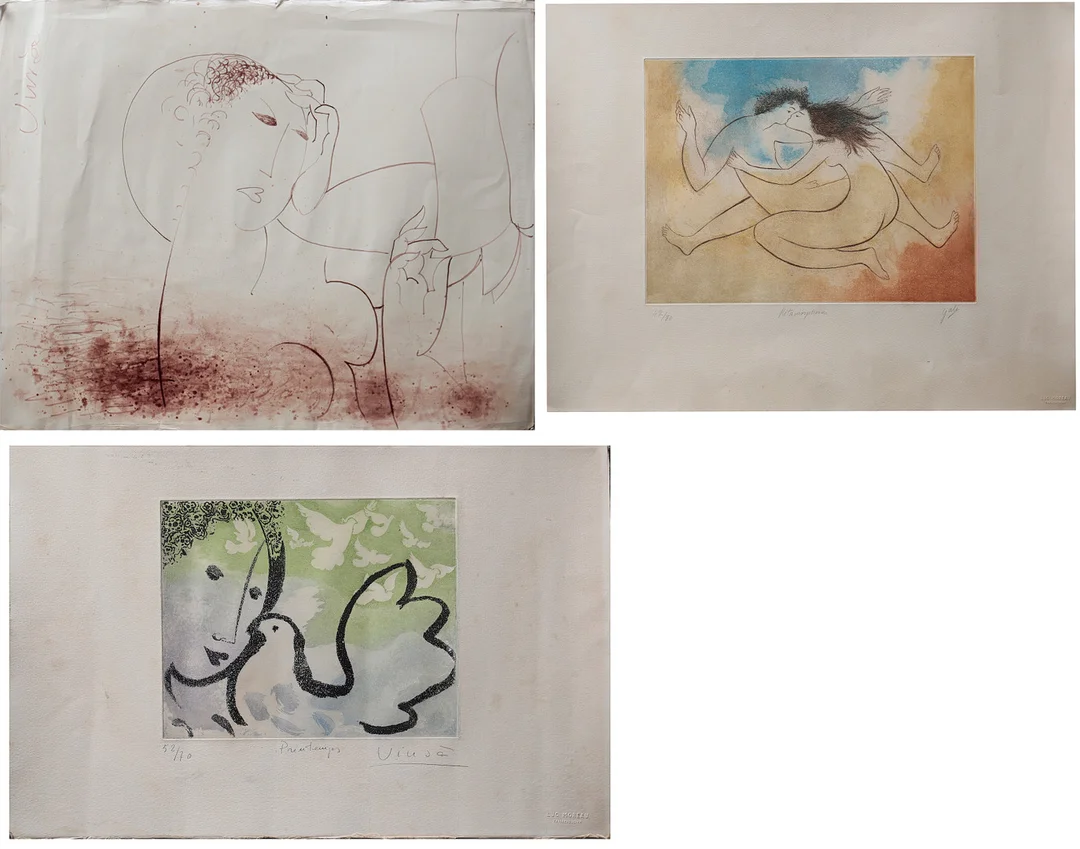 MANUEL VIUSÀ AND GERTRUDIS GALÍ. A girl, “Printemps” and “Métamorphose”. — Drawings — Balclis