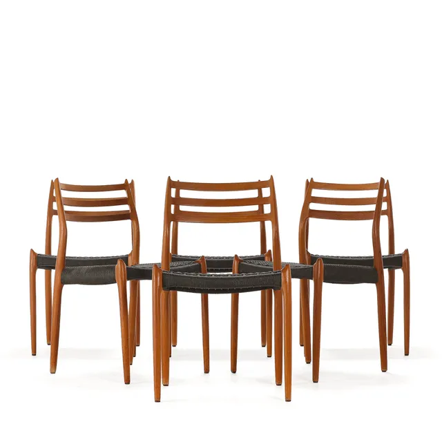Niels O. Møller: Set of six teak chairs, model 78 (6)