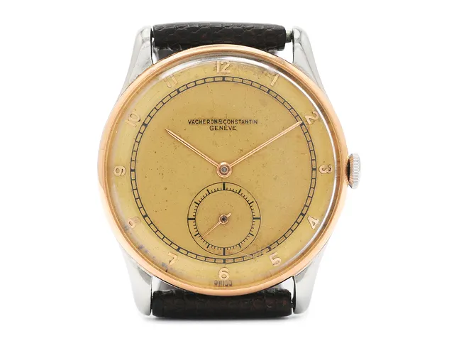 VACHERON & CONSTANTIN, Genève, herrur, 35 mm, Cal 453, Serie nr. 440486, Boett nr. 274140, stål/guld, manuell, plexiglas, liten sekundvisare, skadad urtavla (5/10), läderband, ca 1940, box.
