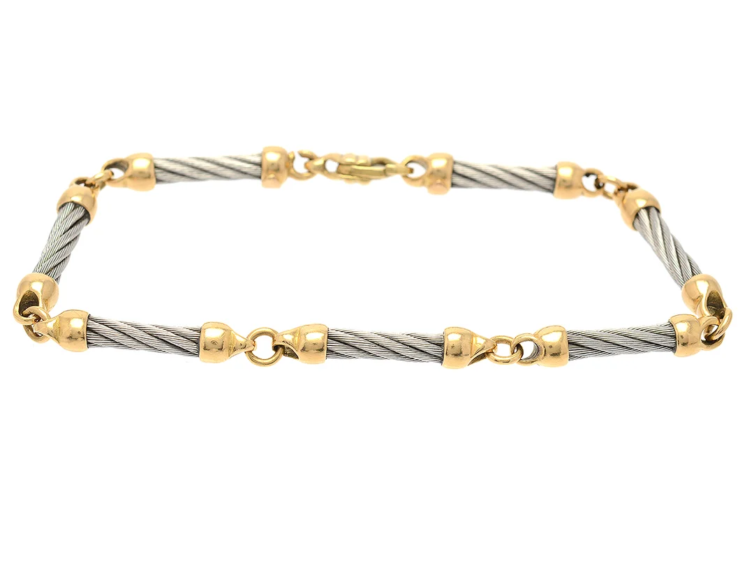 ARMBAND, 18K guld/stål, längd 19,5 cm, vikt 15,2 g. — Smycken/Armband — Kaplans