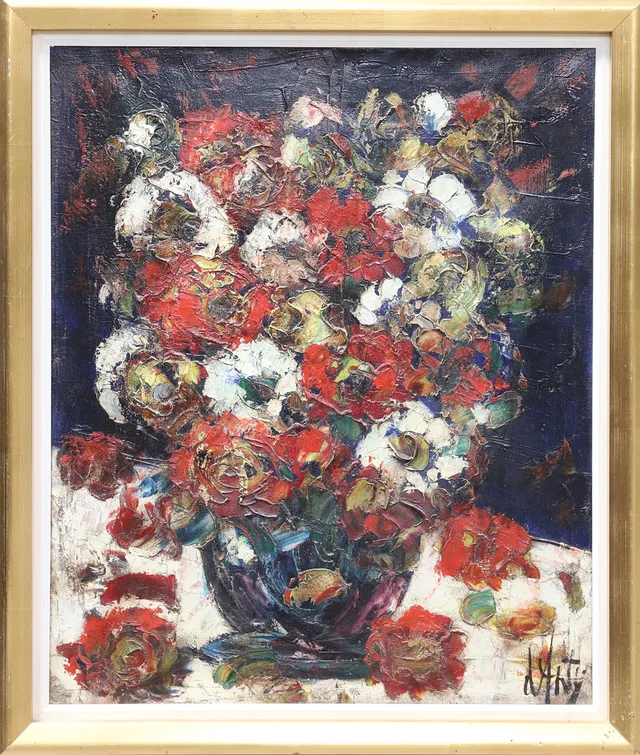 HENRY D´ANTY. (Frankrike, 1910-1998) Blommor och liv, olja på duk, signerad Danty.