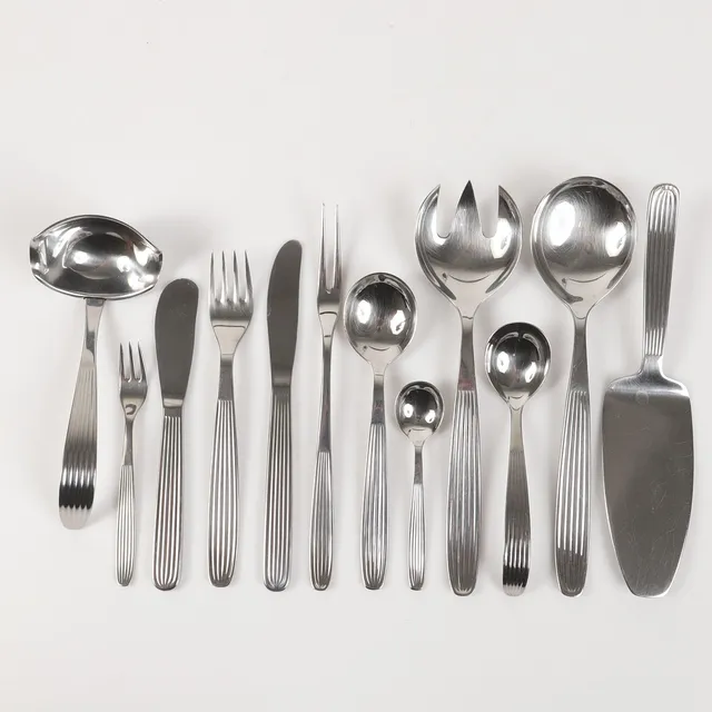 KAJ FRANCK. Bestickuppsättning, 60 delar, "Ideal", rostfritt stål, Hackman, Finland.