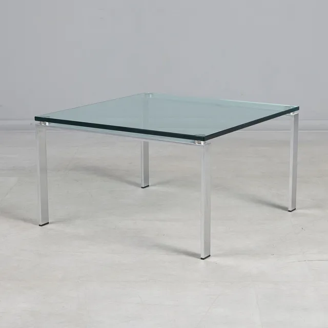 NORMAN FOSTER. Walter Knoll. Couchtisch / Beistelltisch, Modell 'Foster 500', Stahl, Glas, 2000er Jahre, Deutschland.