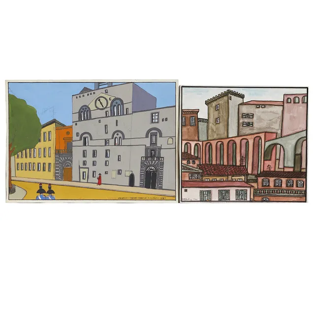 FRANCOIS PIERRE PORTIN. (2 st) Motiv från Italien - arkitektur, signerade och daterade 1957-1961, gouache.