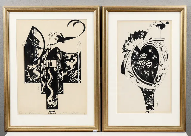 EINAR NERMAN. Teckningar 2 stycken, signerade.