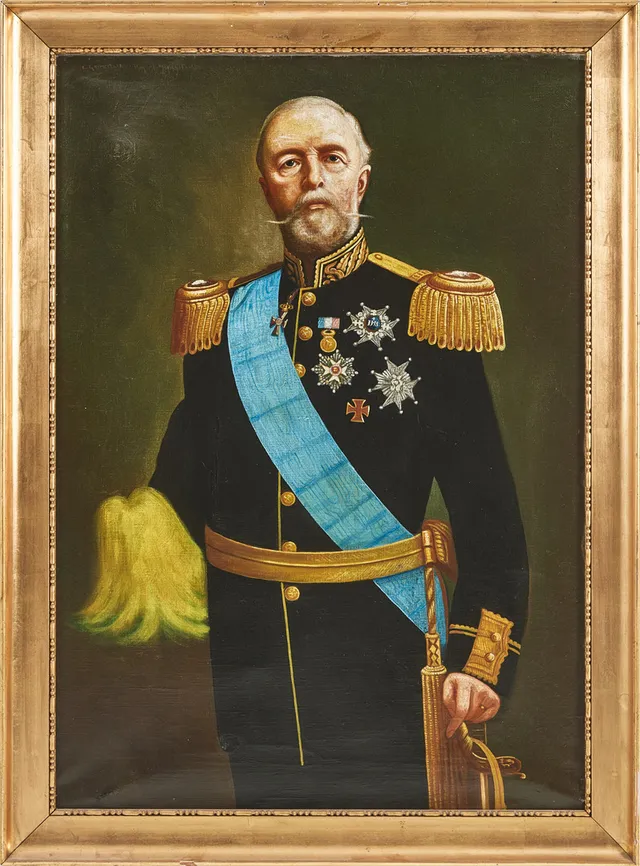 CARL GABRIEL WADELL (1865-1909) Porträtt av Oskar II, kopia efter Axel Jungstedt. Oljemålning på duk, signerad.
