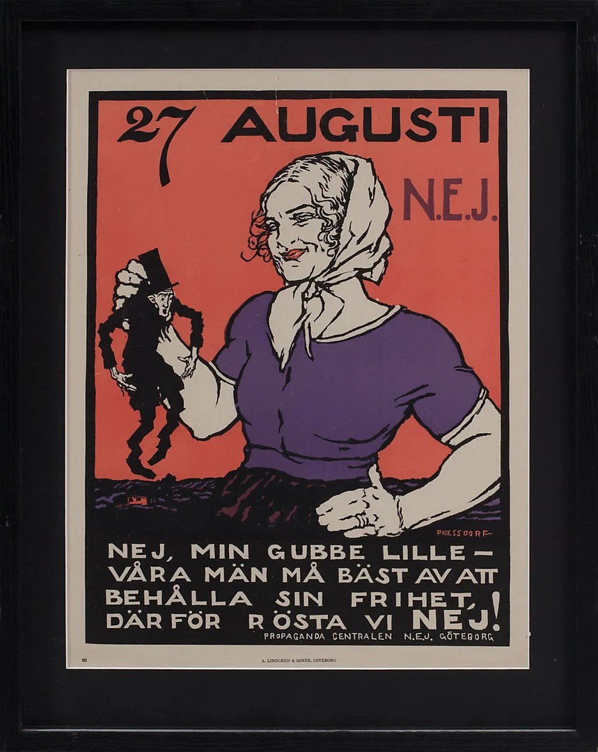 FÖRBUDSAFFISH, Alfred Proessdorf, Propagandacentralen N.E.J, Göteborg, tryckt hos A. Lindgren & Söner. — Engravings & Prints — Göteborgs Auktionsverk