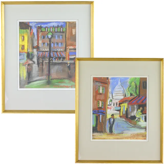 LARS NIKLASSON. Pasteller, 2 st. Parismotiv, signerade 1951.