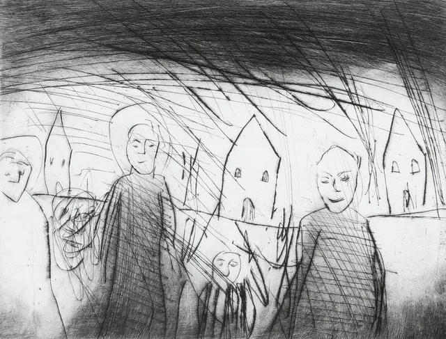 Untitled. Both signed WSO 85, ET. Two etchings. Visible size 31×36 and 37×45 cm. (2)