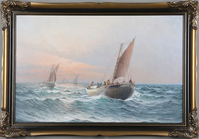 JOHAN OSSIAN ANDERSSON. Havsmotiv,olja på duk, signerad.