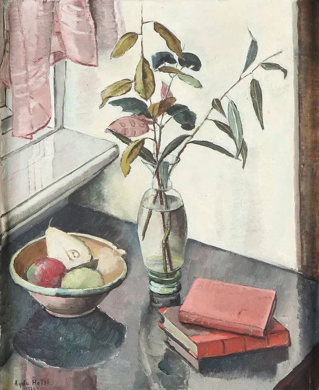 AGDA HOLST. Oljemålning på duk. "Höstlöv". Signerad och daterad 1928.