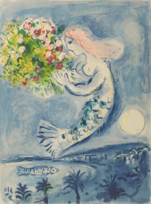 MARC CHAGALL. "La baie des anges", Färglitografisk affisch.