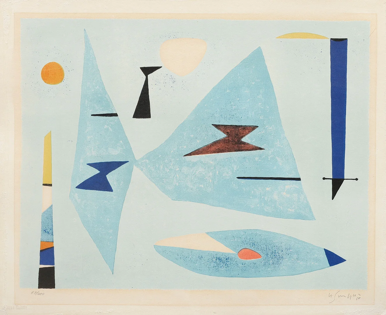 GUSTAVE SINGIER. Komposition, färglitografi, signerad och numrerad 87/200. — Engravings & Prints — Göteborgs Auktionsverk