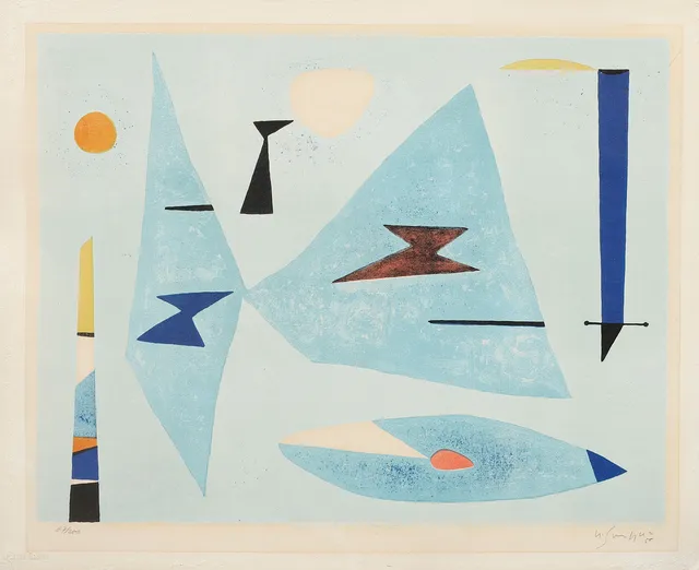 GUSTAVE SINGIER. Komposition, färglitografi, signerad och numrerad 87/200.
