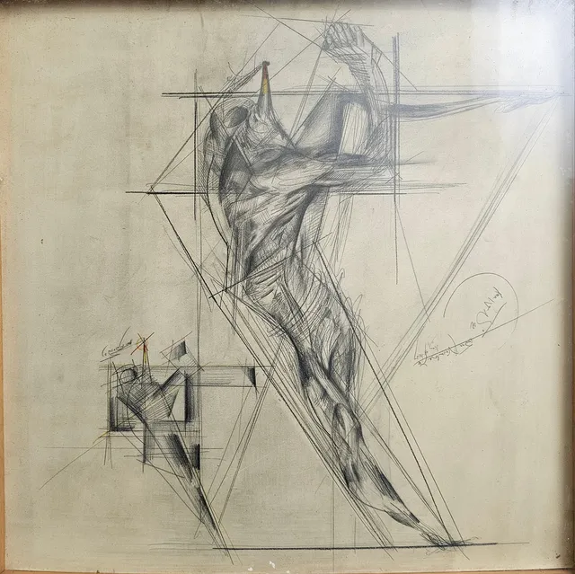 JOAN CRUSPINERA. ANTROPOMORFISMO. LÁPIZ SOBRE PAPEL.