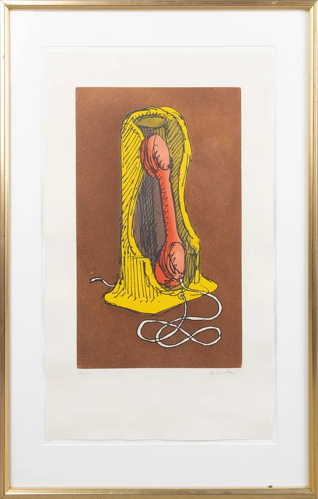 MAN RAY (1890-1976). "Telephone" (1977), färgetsning.