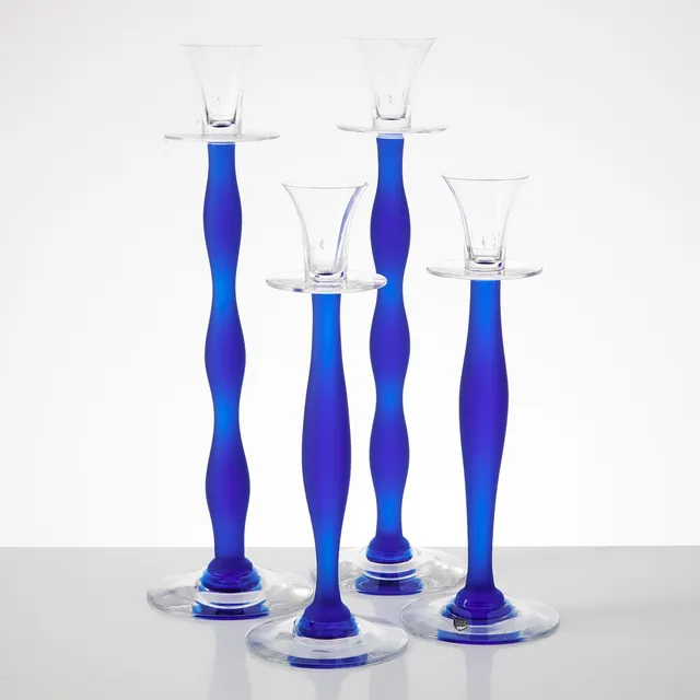 ANNE NILSSON. Ljusstakar, två par, Celeste, glas, Orrefors, etikettmärkta.