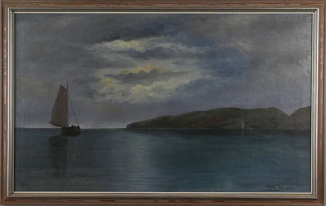 REINHOLD JOHANSSON. Marinmålning, olja på duk, signerad.