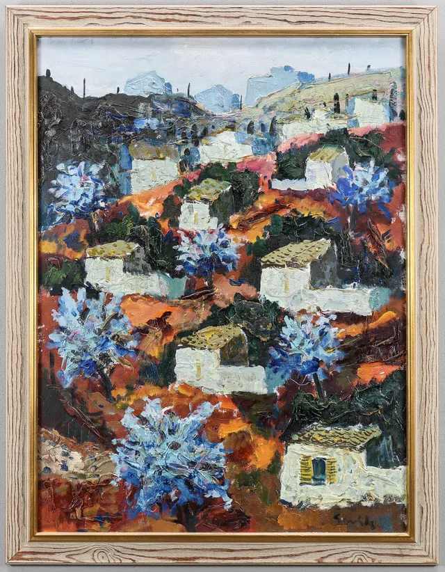 TAGE GAVIK. "Blommande mandelträd, Andalusien".