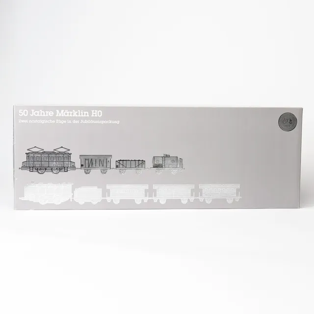 MÄRKLIN 0050 tågsats med ånglok, elektrolok och 6 vagnar, instruktioner, originalförpackning.