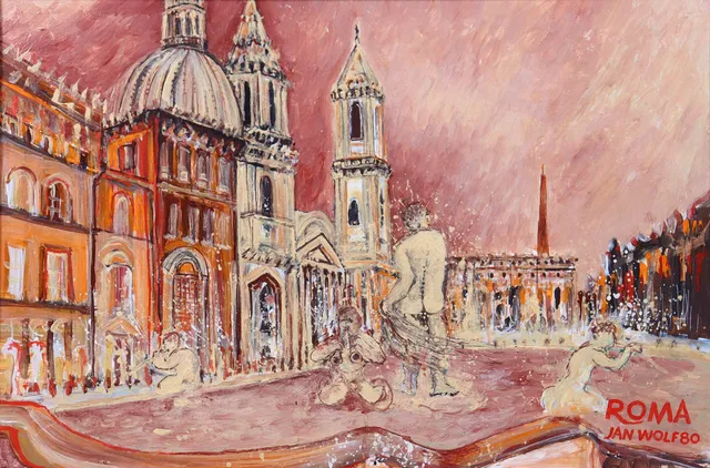 JAN WOLF. olja på pannå, "Roma".