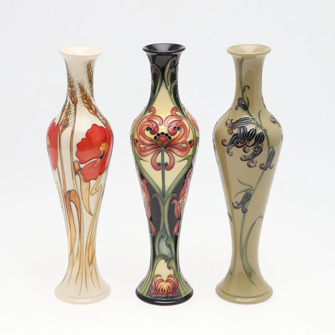 MOORCROFT - THREE MODERN VASES INCLUDING POPPY HARVEST. — European — Lawrences Auctioneers