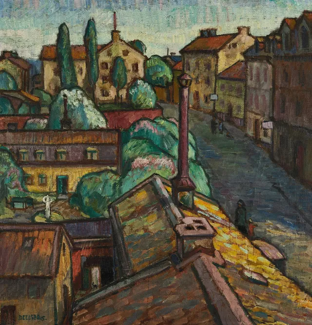 CARL DEELSBO (1892-1990) Stadsmotiv, signerad och daterad ’DEELSBO -15’, Olja, duk på pannå.