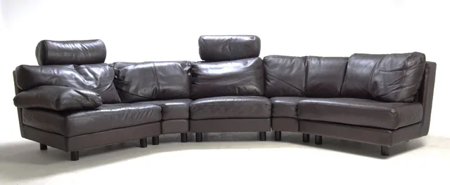 N. Eilersen: Modular sofa. 5 modules, cushions upholstered in dark brown leather.