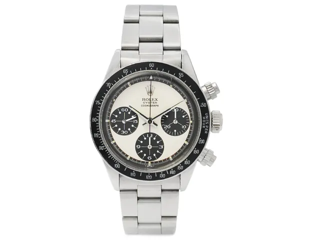 ROLEX, Oyster Cosmograph, "Daytona", s.k. "Paul Newman", "Units per hour 200", Ref nr. 6263, Serie nr. 3048240, Cal 727 Valjoux , Boett nr. 6262, kronograf, herrur, 37 mm, stål, manuell, plexiglas, skadad urtavla (7/10), Oysterlänk, viklås, Ref nr. 78350/557, cert (ej komplett), ca 1972, box, ytterkartong.