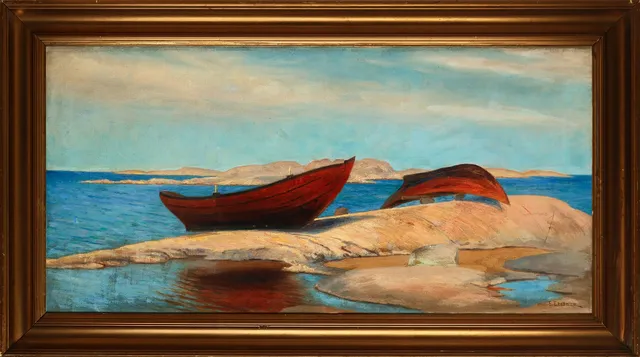 ELIAS ERDTMAN (1863-1945). Motiv fra den svenske skærgård, olie på lærred, signeret.