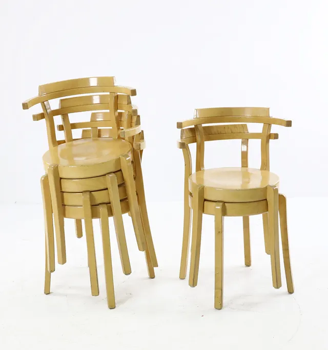 STOLAR, 6 st, björk, stapelbara, 1900-tal.