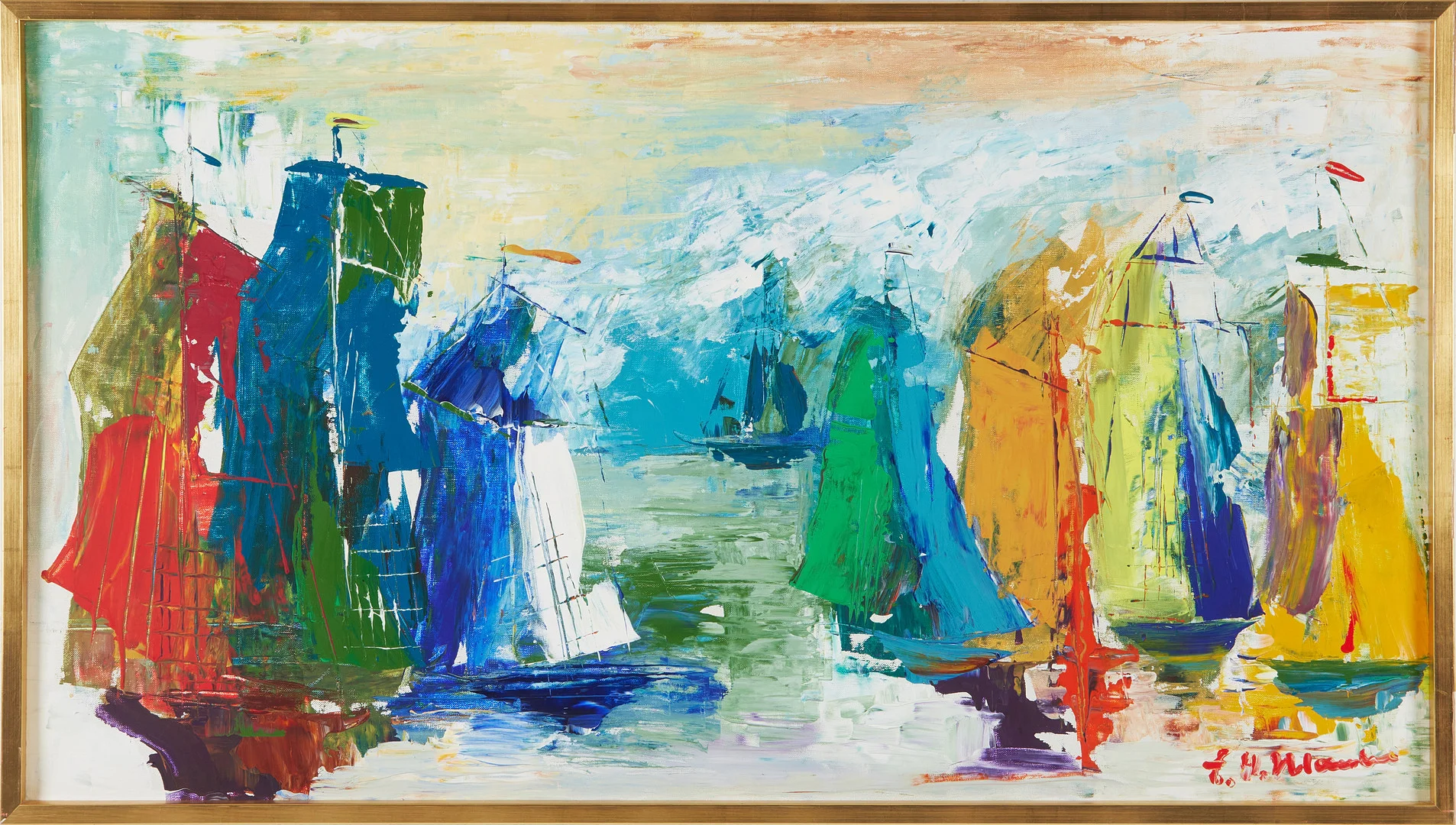 HELMUT MANTEL. Segelbåtar, olja på duk, signerad E.H. Mantel. — Paintings — Stockholms Auktionsverk Magasin 5
