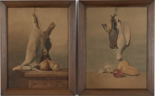 GERDA TIRÉN (FÖDD RYDBERG, 1858-1928). Motiv med vilt, akvareller, 2 stycken.