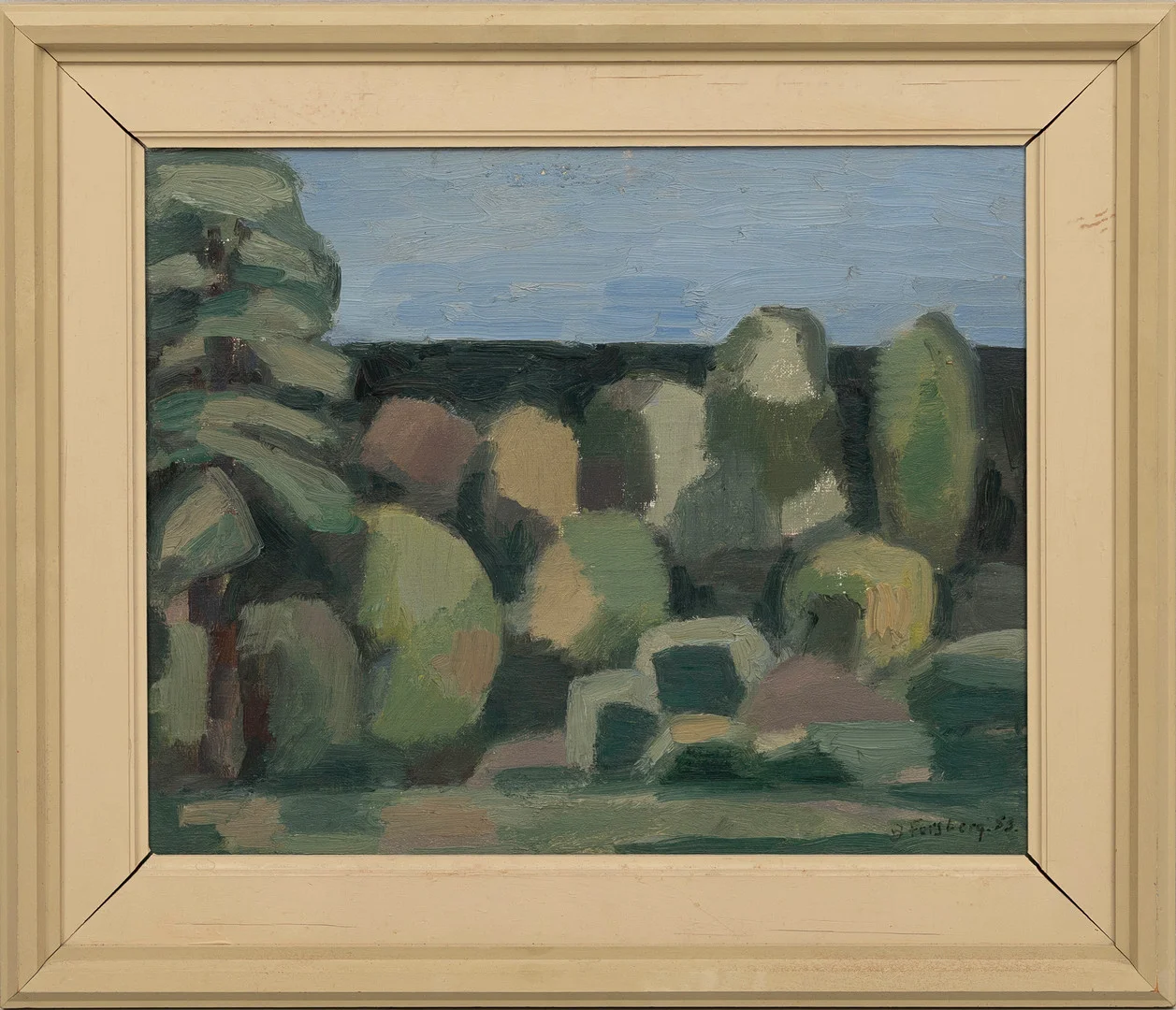 BIRGER FORSBERG (1922-2012). Olja på pannå, Kubistiskt landskap, signerad, -53. — Paintings — Auktionshuset Kolonn