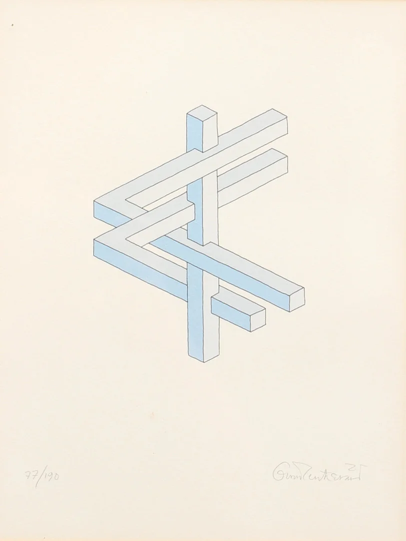 OSCAR REUTERSVÄRD. Omöjlig figur. Färglitografi, signerad och numrerad 77/190. — Engravings & Prints — Auktionshuset Thelin & Johansson