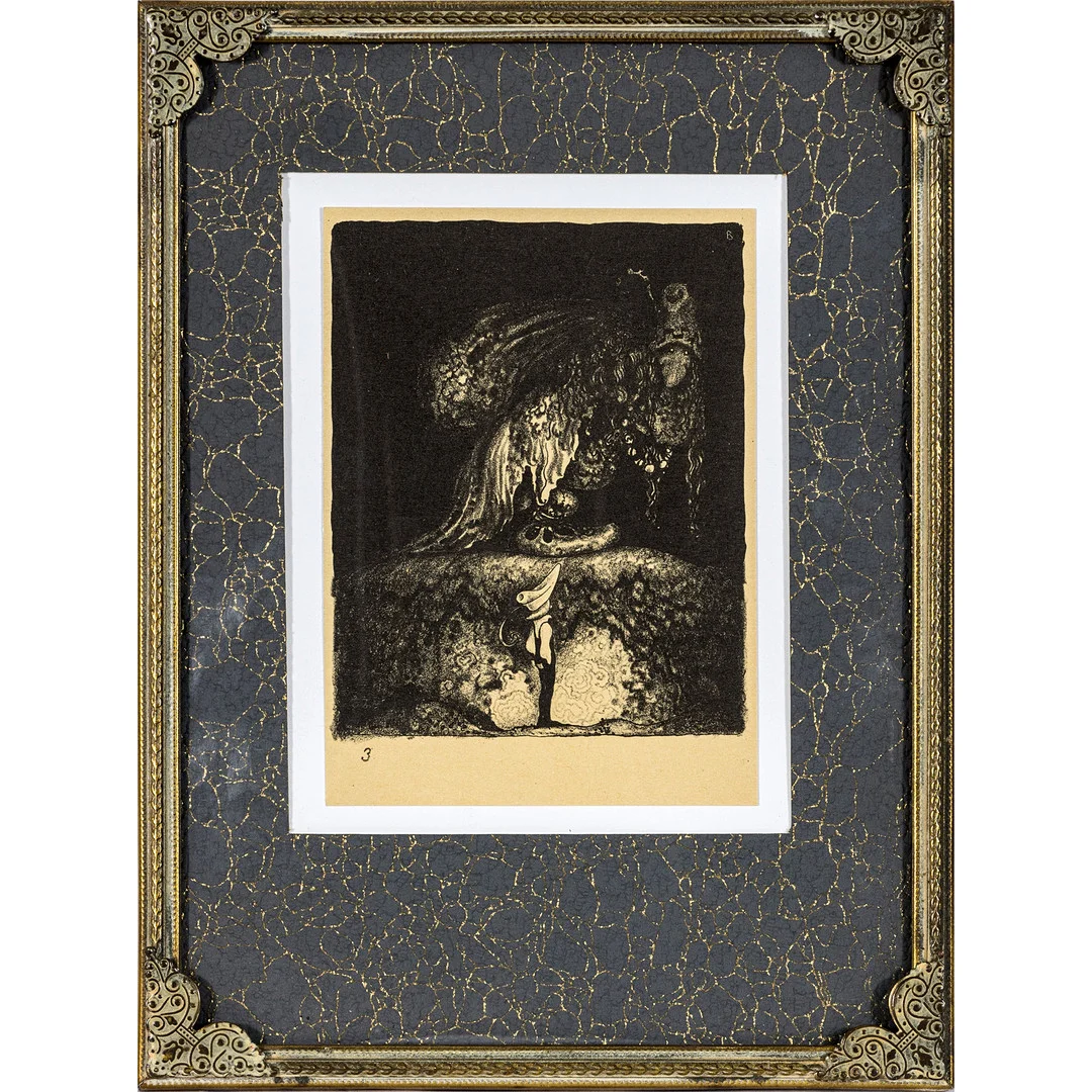 JOHN BAUER. "God kväll farbror! sa pojken", litografi, nr. 3 ur sviten "Troll", Ernst Bauers förlag, 1915, signerad B i trycket. — Engravings & Prints — Stockholms Auktionsverk Göteborg