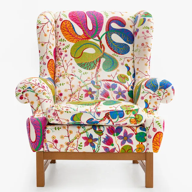 RAGNAR HELSÉN. Fåtölj, "Oxford", modell 3543, Firma Svenskt Tenn, klädd i "Teheran" av Josef Frank.