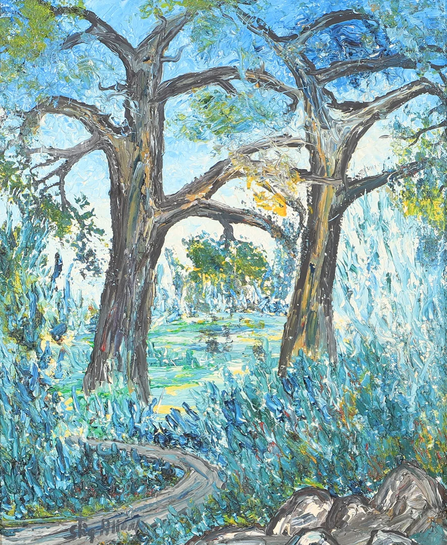STIG ALLAN. "Skogsparti på Hallandsåsen", olja på pannå, signerad. — Paintings — Helsingborgs Auktionskammare