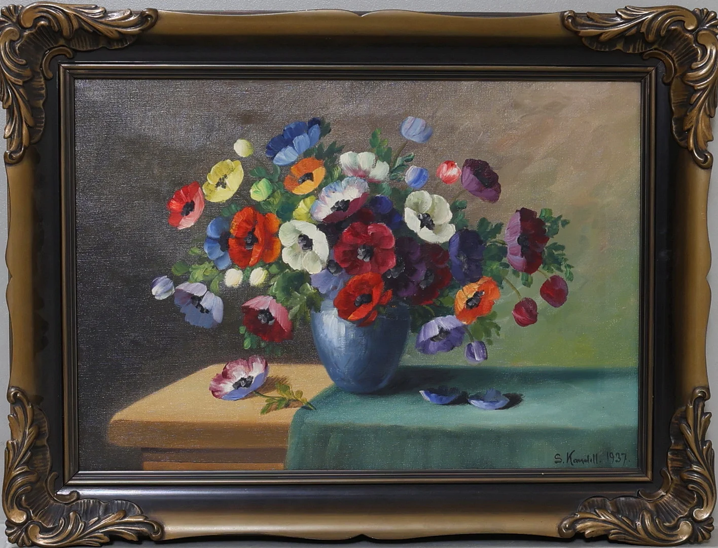 STURE KANDELL. Olja på duk, blomsterstilleben, signerad samt daterad 1937. — Paintings — Gomér & Andersson Nyköping