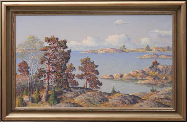 KARL BERGMAN. olja på duk, skärgårdsmotiv, signerad.