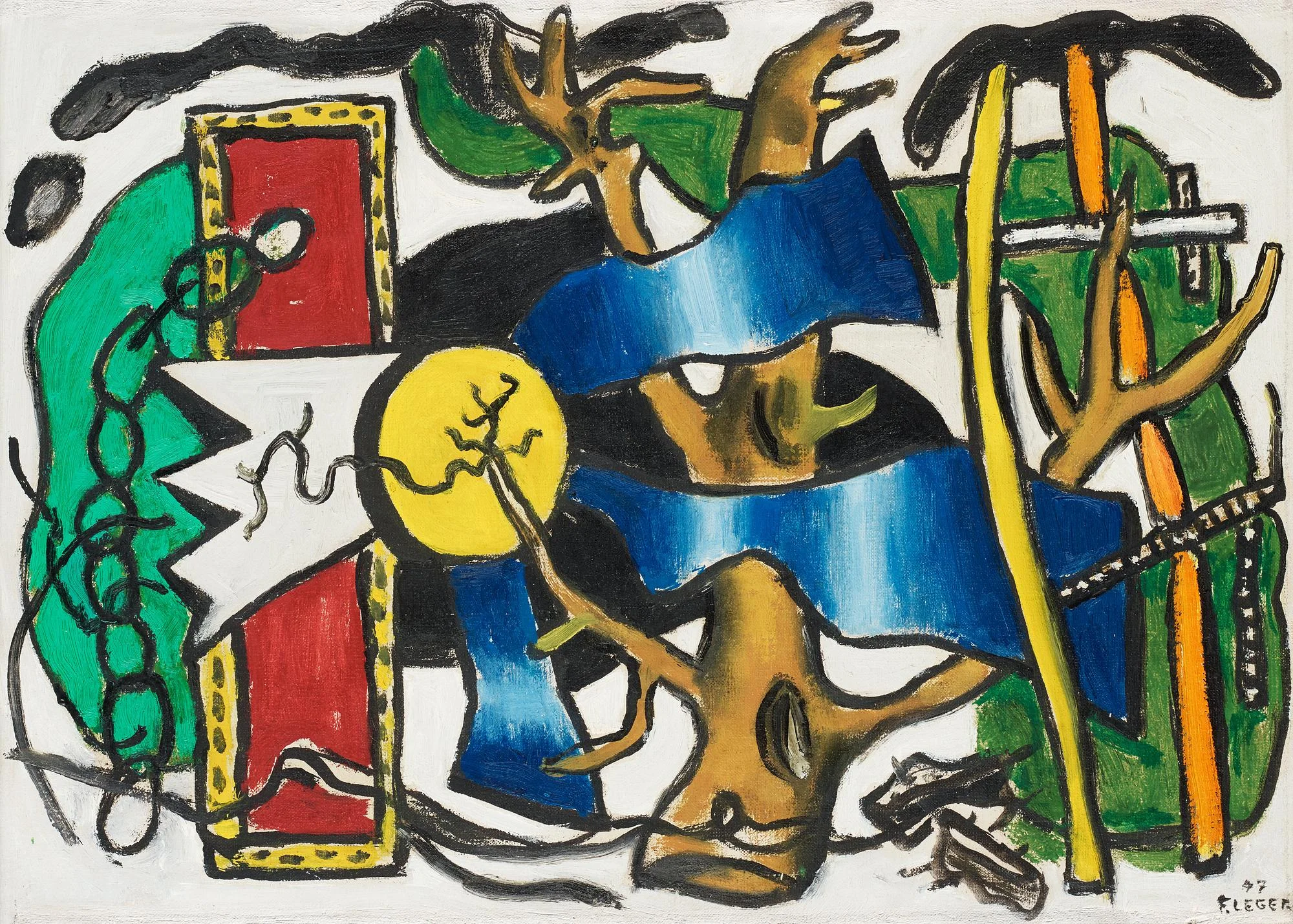Fernand Léger, "Composition à L'oiseau, esquisse". — Bukowskis