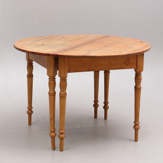 HALVMÅNEBORD, furu, 2 delar, 1800-tal.