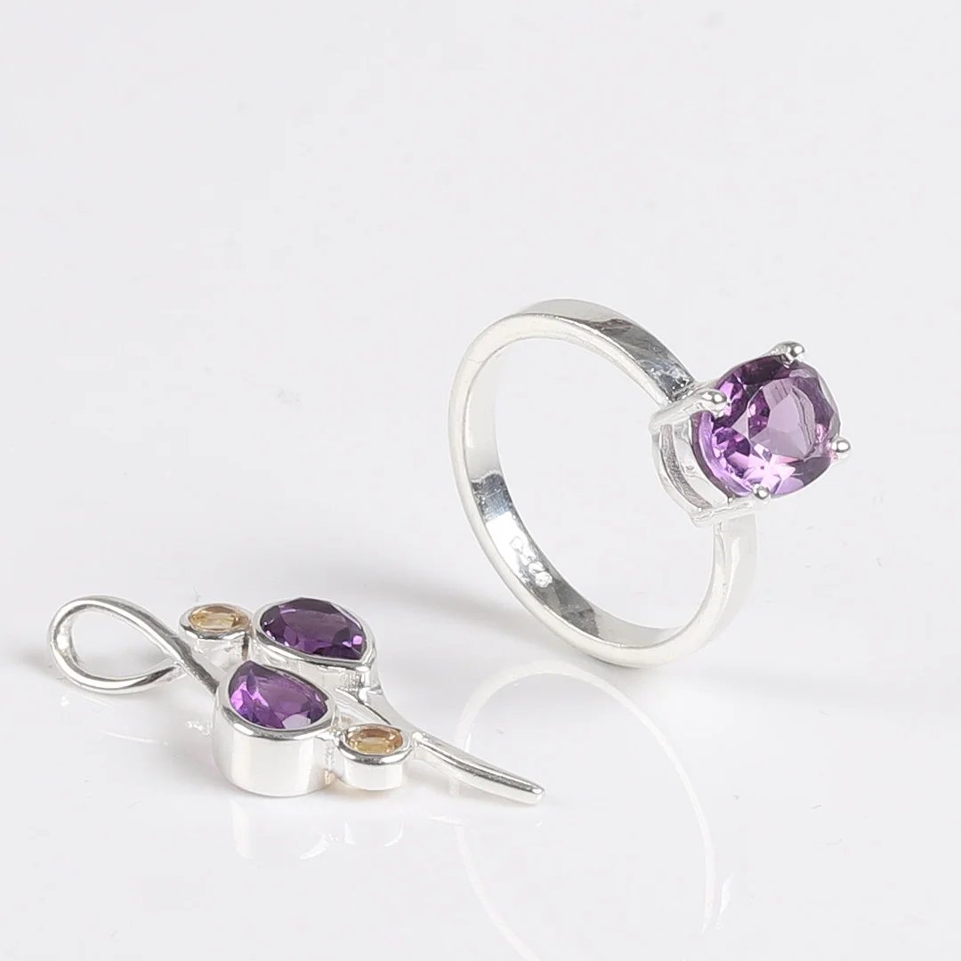 RING & HÄNGE, Sterling silver, Ametister 3,50 ct, Citriner 0,30 ct. — Jewellery — Garpenhus Auktioner