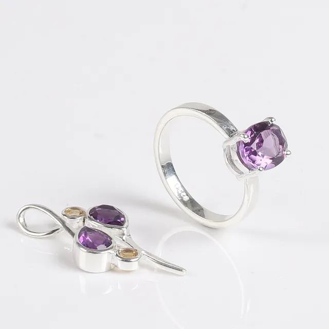 RING & HÄNGE, Sterling silver, Ametister 3,50 ct, Citriner 0,30 ct.