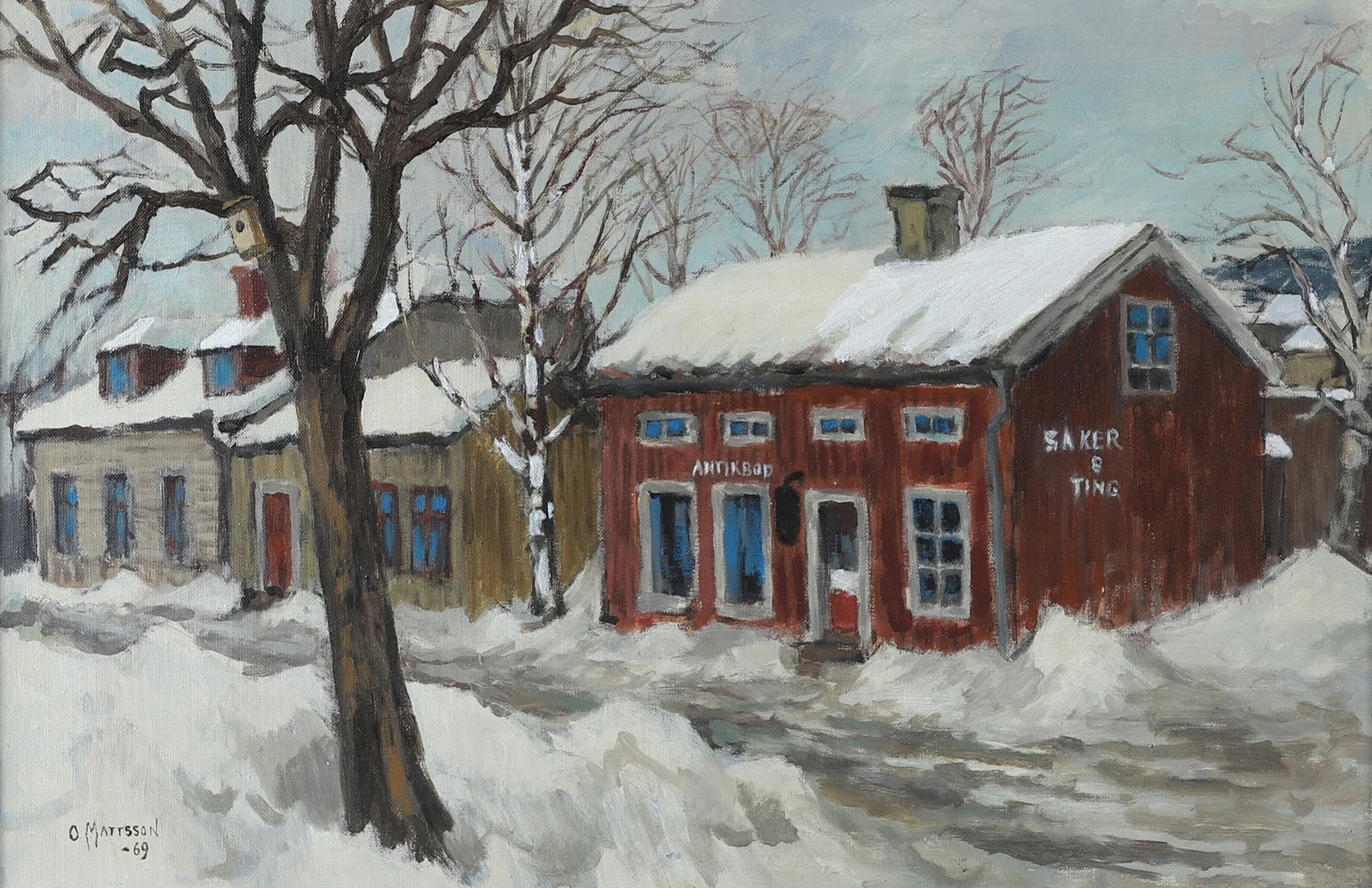OLLE MATTSSON. Skeppargatan Norrmalm, olja på duk, signerad O. Mattsson. — Paintings — Helsingborgs Auktionskammare