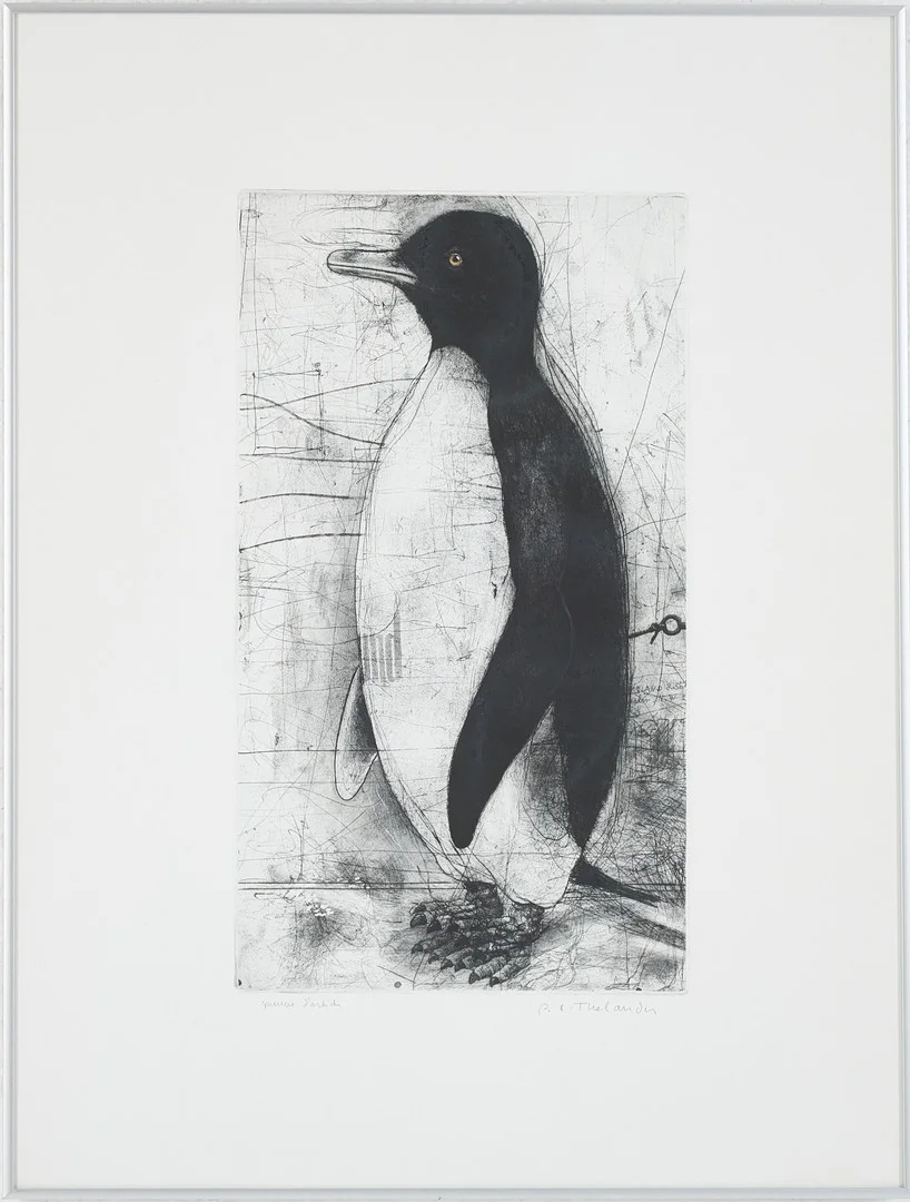 PER GUNNAR THELANDER. Pingvin, etsning, EA, signerad PG Thelander. — Engravings & Prints — Stockholms Auktionsverk Magasin 5