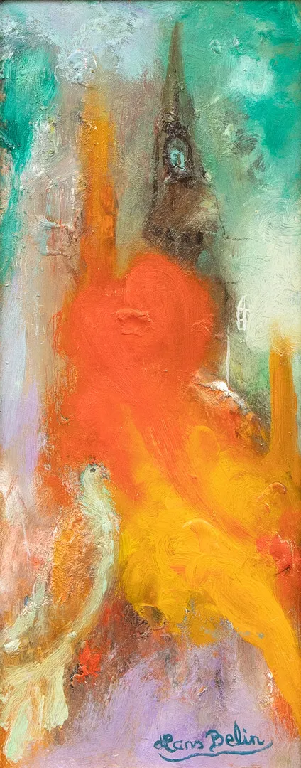 HANS BERLIN (1936-2007). Komposition, olja på pannå, signerd.