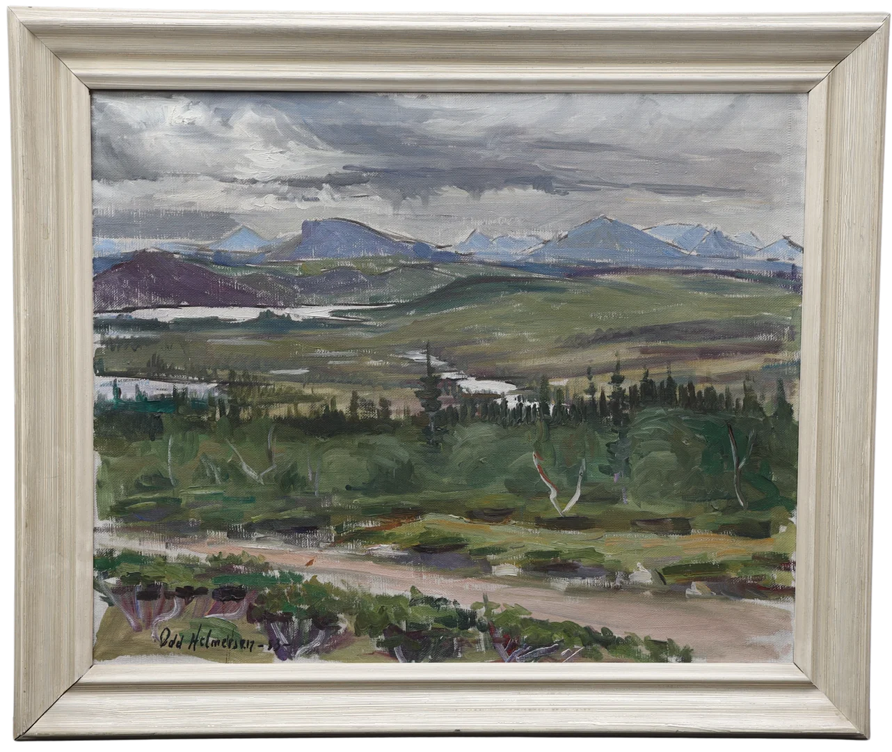 ODD HELMERSEN. Fjällandskap,oljemålning på duk, signerad och daterad 53. — Paintings — Falun Auktionsbyrå