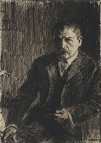 Zorn, Anders — "Självportrett I (Self Portrait I)" 1904 — Kunst/Grafikk — Blomqvist