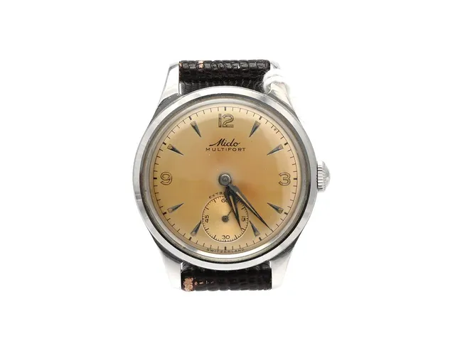 MIDO, Multifort, "Extra Flat" 33mm manuell liten sekundvisare läderarmband ej original c:a 1950